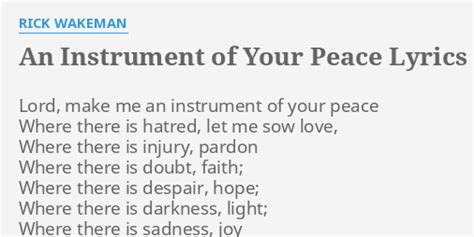 lord make me an instrument of peace lyrics.